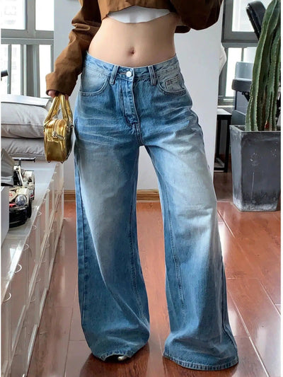 Mina Washed & Faded Wide Jeans-korean-fashion-Jeans-Mina's Closet-OH Garments