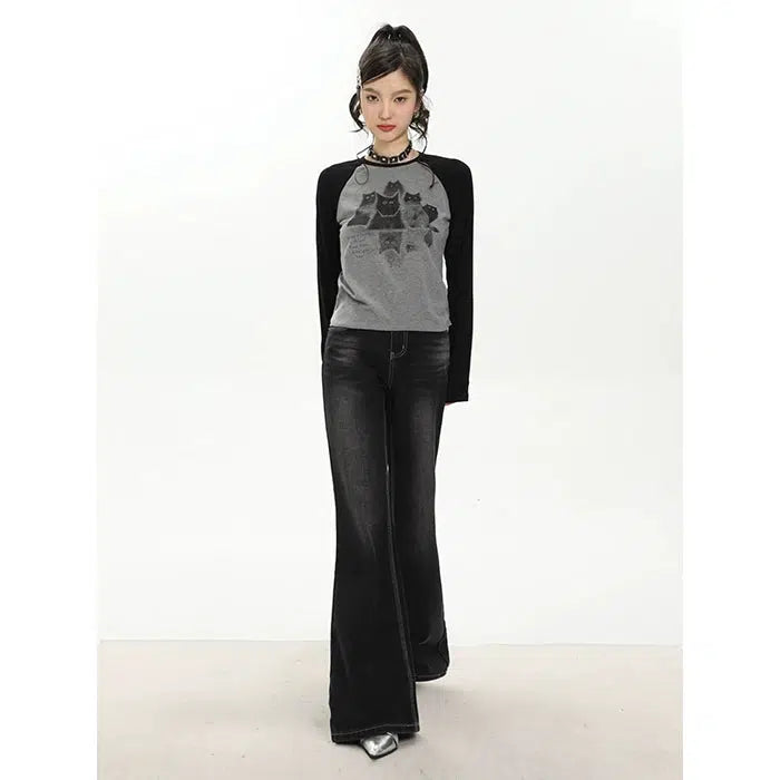 Mina Washed Slim Fit Flare Leg Jeans-korean-fashion-Jeans-Mina's Closet-OH Garments