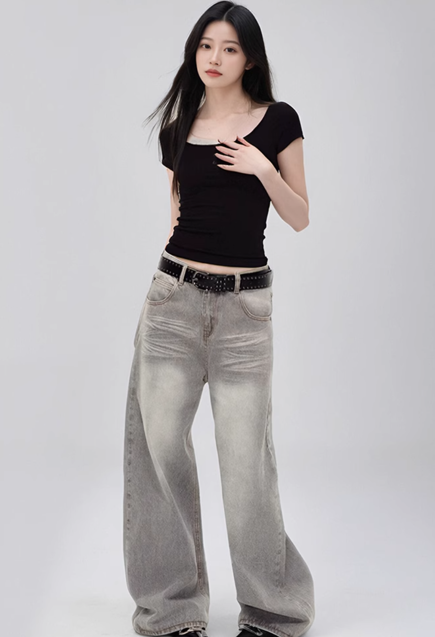 Mina Whiskers Loose Fit Jeans-korean-fashion-Jeans-Mina's Closet-OH Garments