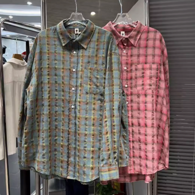 Neco Breathable Plaid Long Sleeve Shirt-korean-fashion-Shirt-Neco's Closet-OH Garments