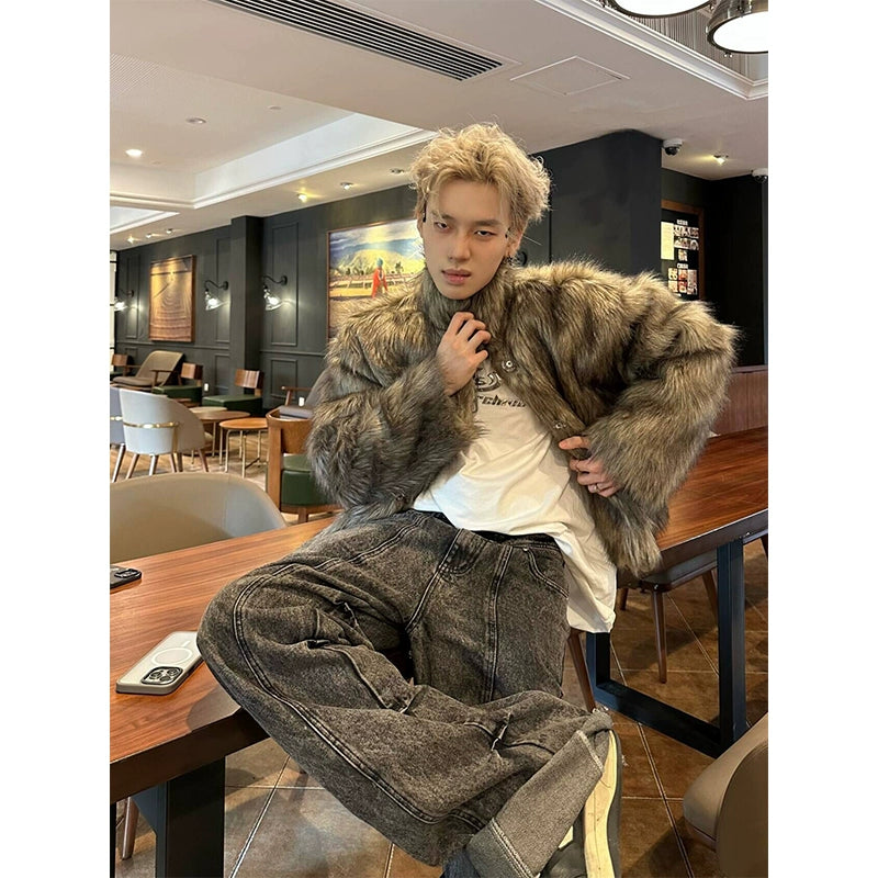 Neco Casual Collared Fur Jacket-korean-fashion-Jacket-Neco's Closet-OH Garments