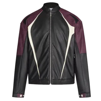 Neco Contrast Motosport PU Leather Jacket-korean-fashion-Jacket-Neco's Closet-OH Garments