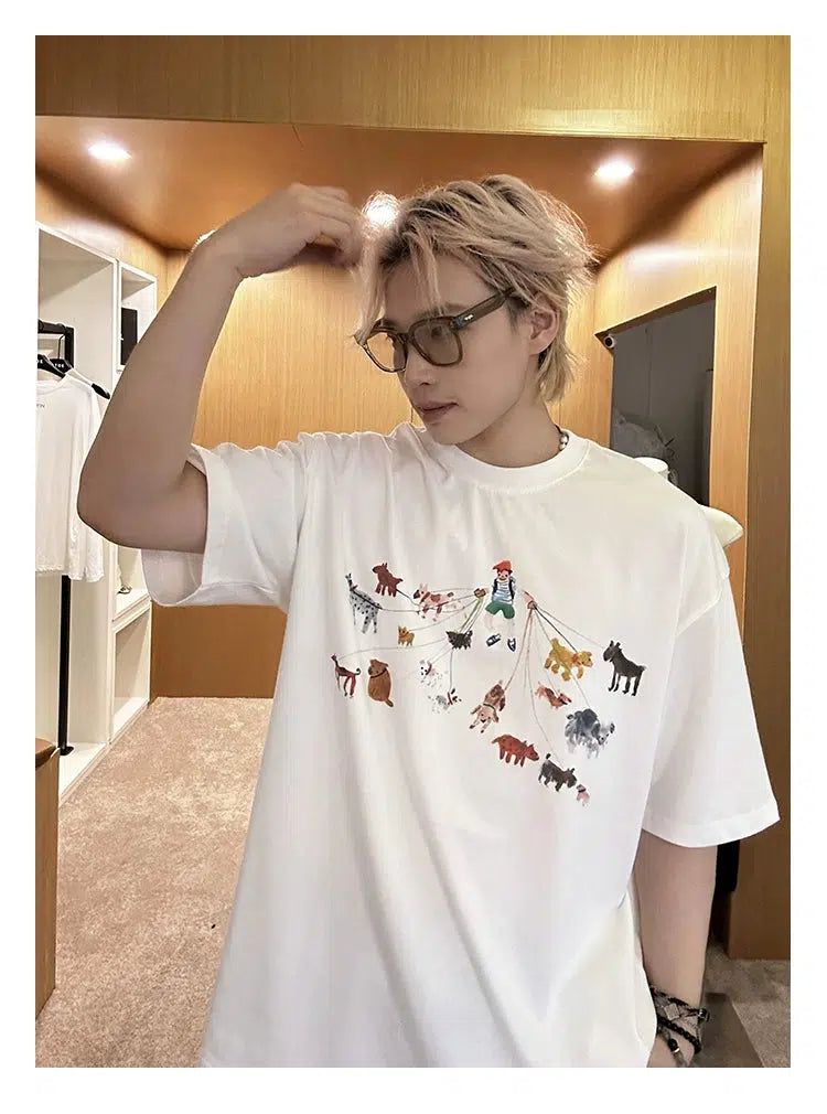 Neco Dogs Graphic T-Shirt-korean-fashion-T-Shirt-Neco's Closet-OH Garments