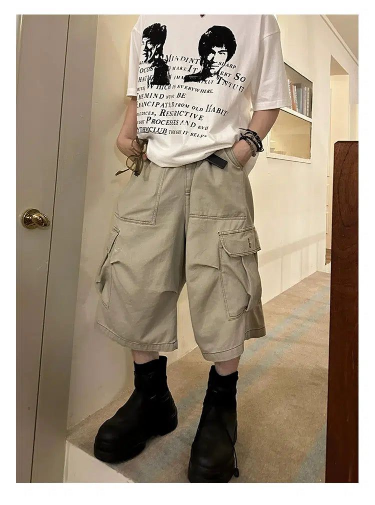 Neco Large Pocket Wide Cargo Shorts-korean-fashion-Shorts-Neco's Closet-OH Garments
