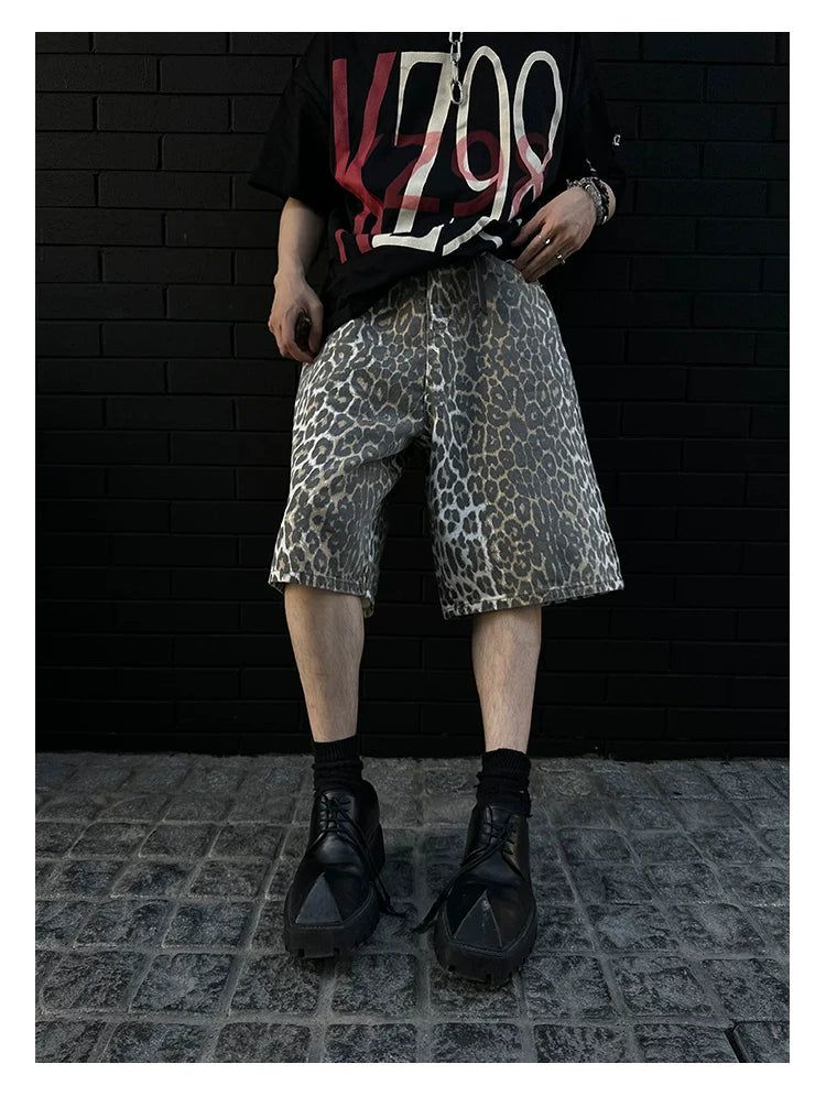 Neco Leopard Print Knee Shorts-korean-fashion-Shorts-Neco's Closet-OH Garments