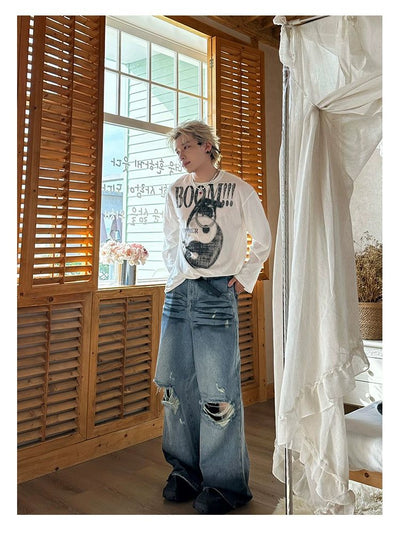 Neco Loose Black Whiskers Jeans-korean-fashion-Jeans-Neco's Closet-OH Garments