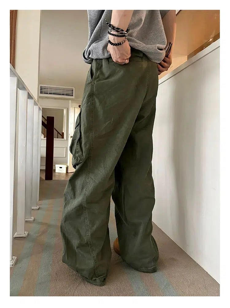 Neco Washed Wide Leg Cargo Pants-korean-fashion-Pants-Neco's Closet-OH Garments