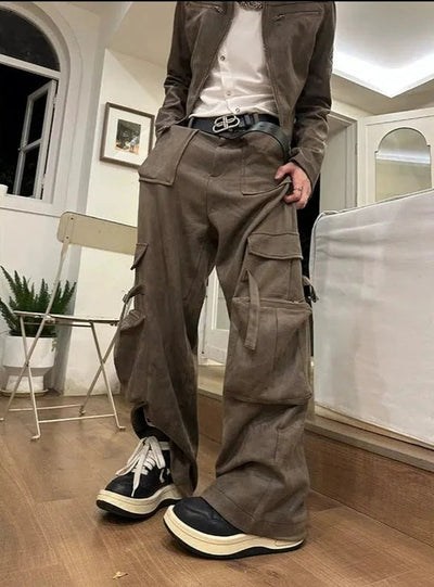 Neco Wide Pockets and Strap Belts Cargo Pants-korean-fashion-Pants-Neco's Closet-OH Garments