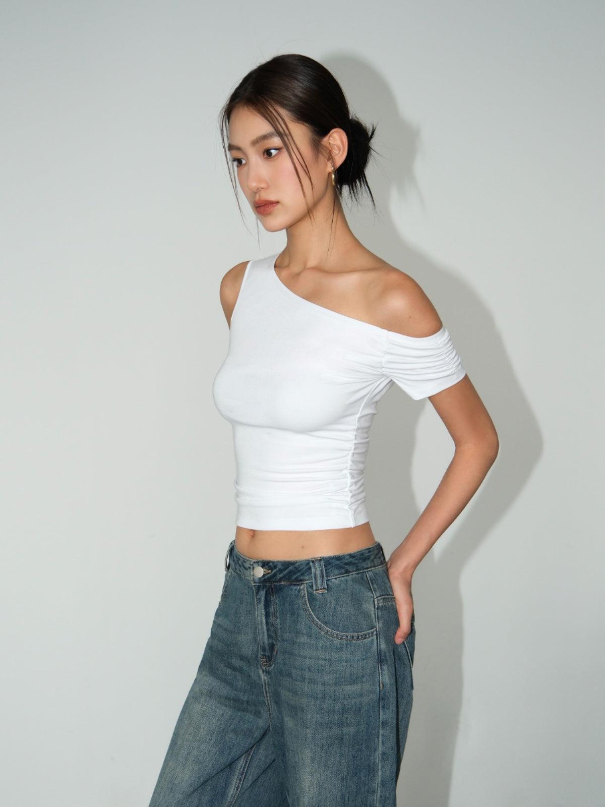 Neva Asymmetric Off-Shoulder Blouse-korean-fashion-Blouse-Neva's Closet-OH Garments