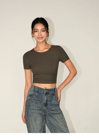 Neva Buckled Backless Cropped T-Shirt-korean-fashion-T-Shirt-Neva's Closet-OH Garments