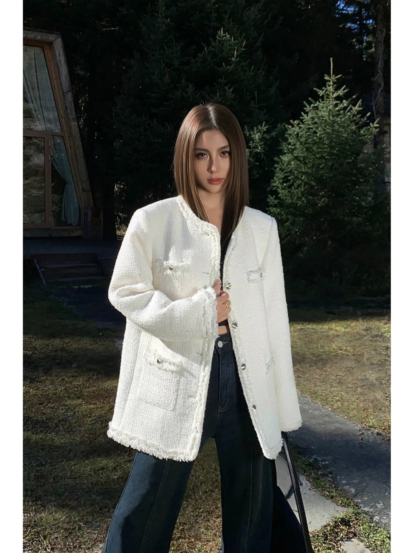 Neva Button Front Glitz Tweed Jacket-korean-fashion-Jacket-Neva's Closet-OH Garments