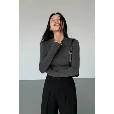 Neva Casual Line Knit Slim Fit Mockneck-korean-fashion-Turtleneck-Neva's Closet-OH Garments