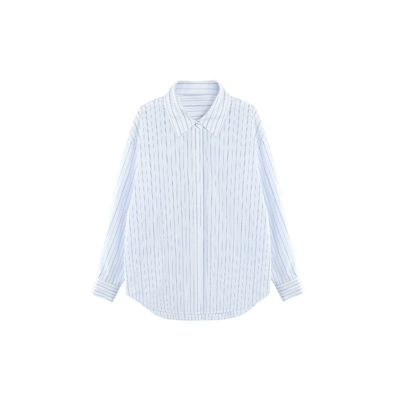 Neva Casual Vertical Stripes Long Sleeve Shirt-korean-fashion-Shirt-Neva's Closet-OH Garments