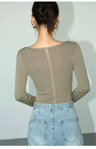 Neva Distressed Slim Long Sleeve T-Shirt-korean-fashion-T-Shirt-Neva's Closet-OH Garments