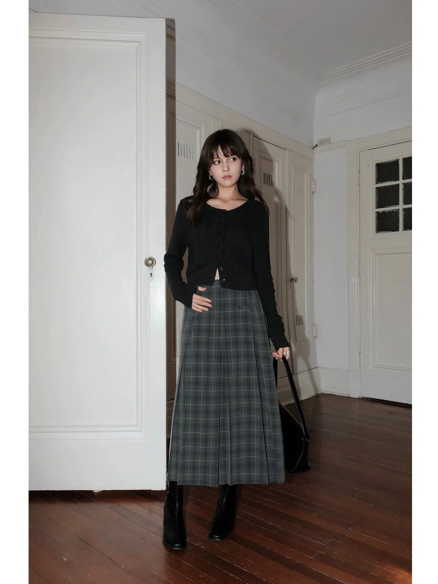 Neva Multi-Pleat Plaid Long Skirt-korean-fashion-Skirt-Neva's Closet-OH Garments