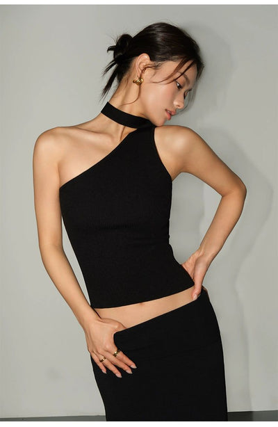 Neva Neck Strap One Shoulder Blouse-korean-fashion-Blouse-Neva's Closet-OH Garments