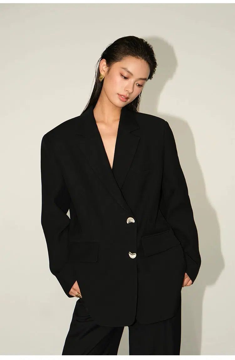 Neva Notch Lapel Loose Blazer-korean-fashion-Blazer-Neva's Closet-OH Garments