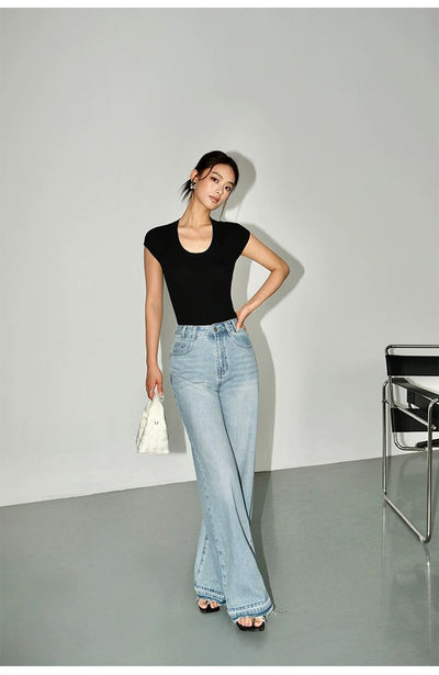 Neva Round Cut Slim Fit T-Shirt-korean-fashion-T-Shirt-Neva's Closet-OH Garments