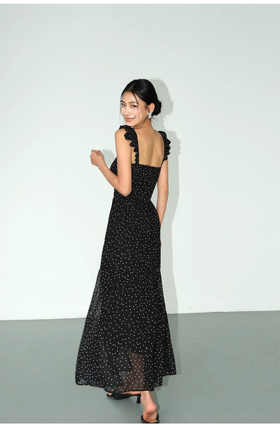 Neva Ruffles and Polka Dots Long Dress-korean-fashion-Dress-Neva's Closet-OH Garments