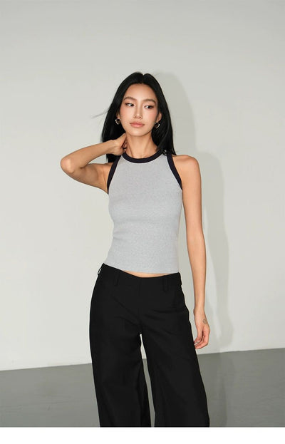 Neva Slim Contrast Outline Tank Top-korean-fashion-Tank Top-Neva's Closet-OH Garments