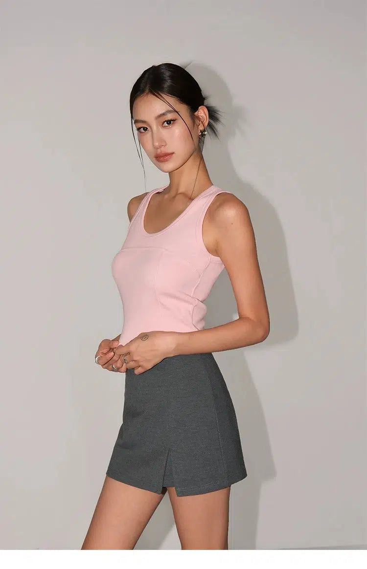 Neva Slim Fit Knitted Cropped Tank Top-korean-fashion-Tank Top-Neva's Closet-OH Garments