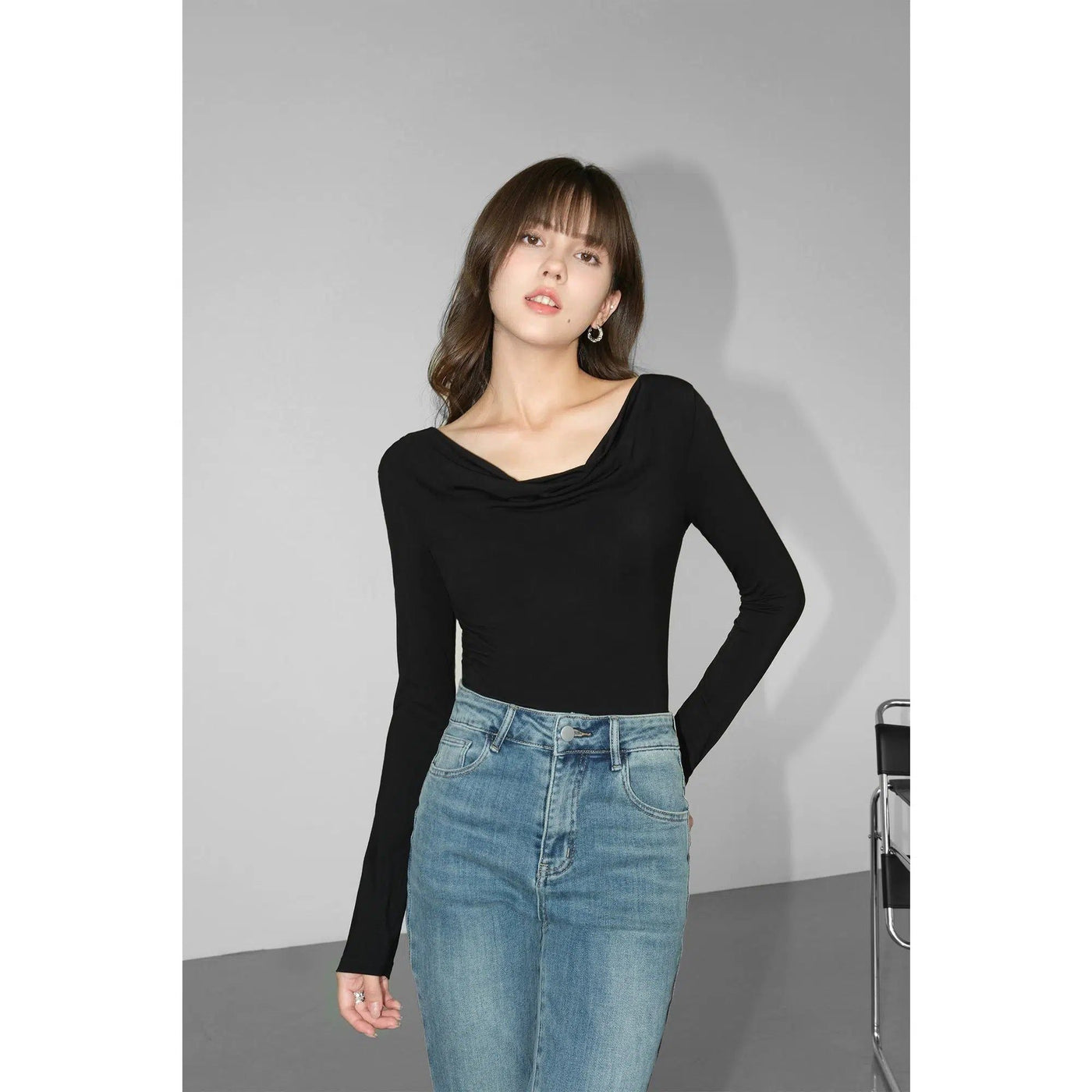Neva Solid Color Lined Long Sleeve Blouse-korean-fashion-Blouse-Neva's Closet-OH Garments