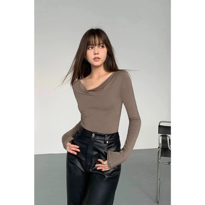 Neva Solid Color Lined Long Sleeve Blouse-korean-fashion-Blouse-Neva's Closet-OH Garments