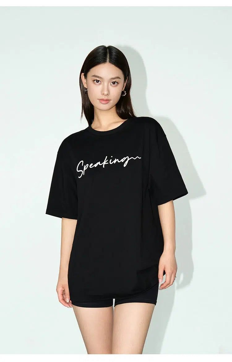 Neva Speaking Cursive Text T-Shirt-korean-fashion-T-Shirt-Neva's Closet-OH Garments