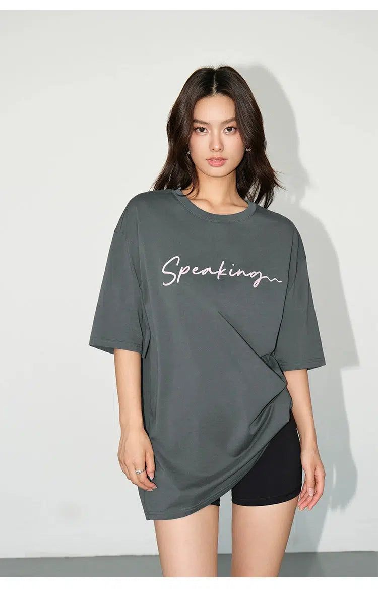 Neva Speaking Cursive Text T-Shirt-korean-fashion-T-Shirt-Neva's Closet-OH Garments