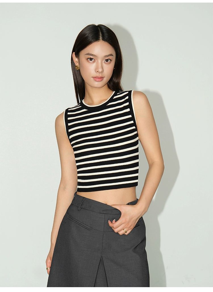 Neva Striped Knit Cropped Camisole-korean-fashion-Camisole-Neva's Closet-OH Garments