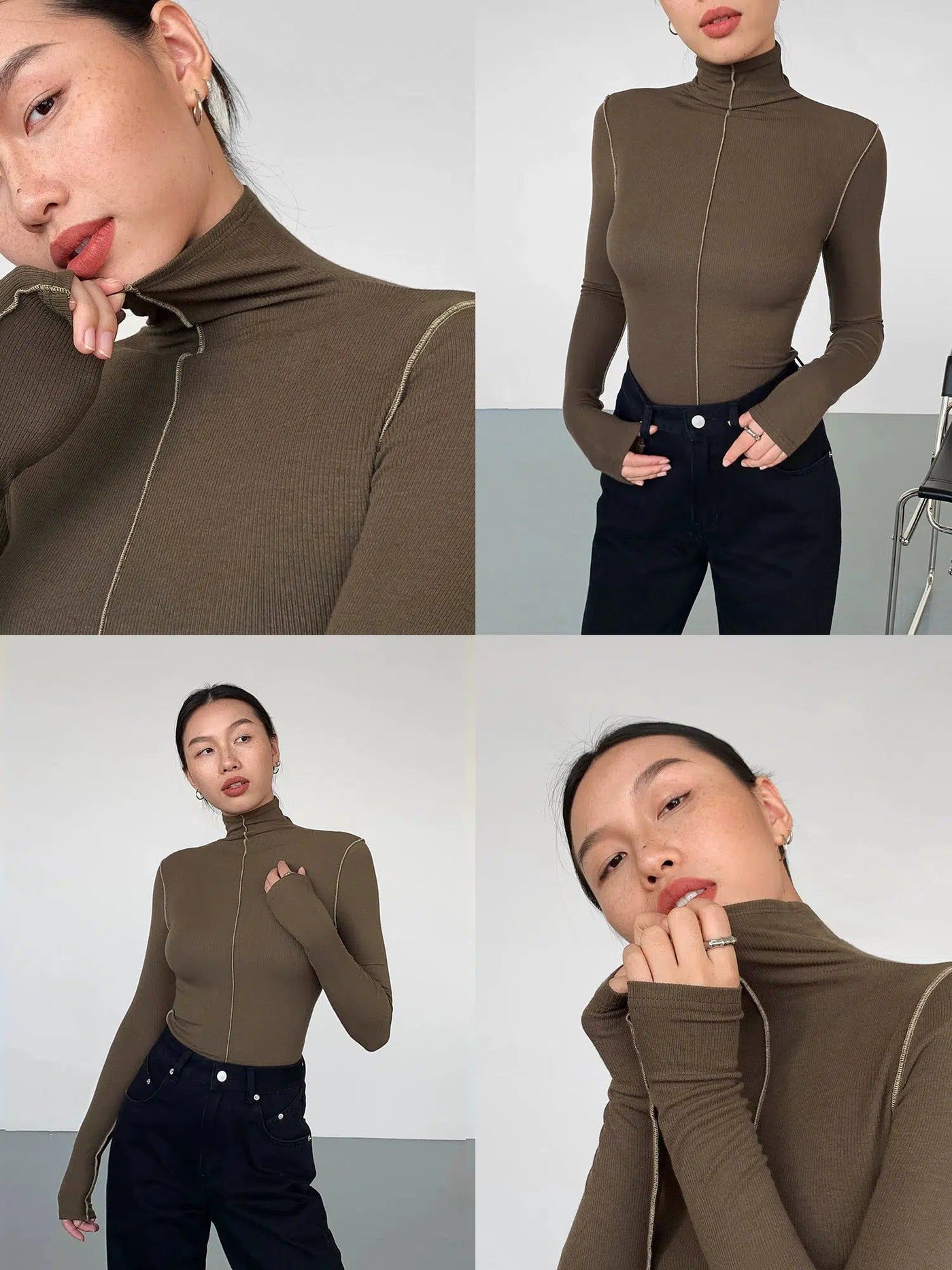 Neva Three Lines Slim Mockneck-korean-fashion-Turtleneck-Neva's Closet-OH Garments