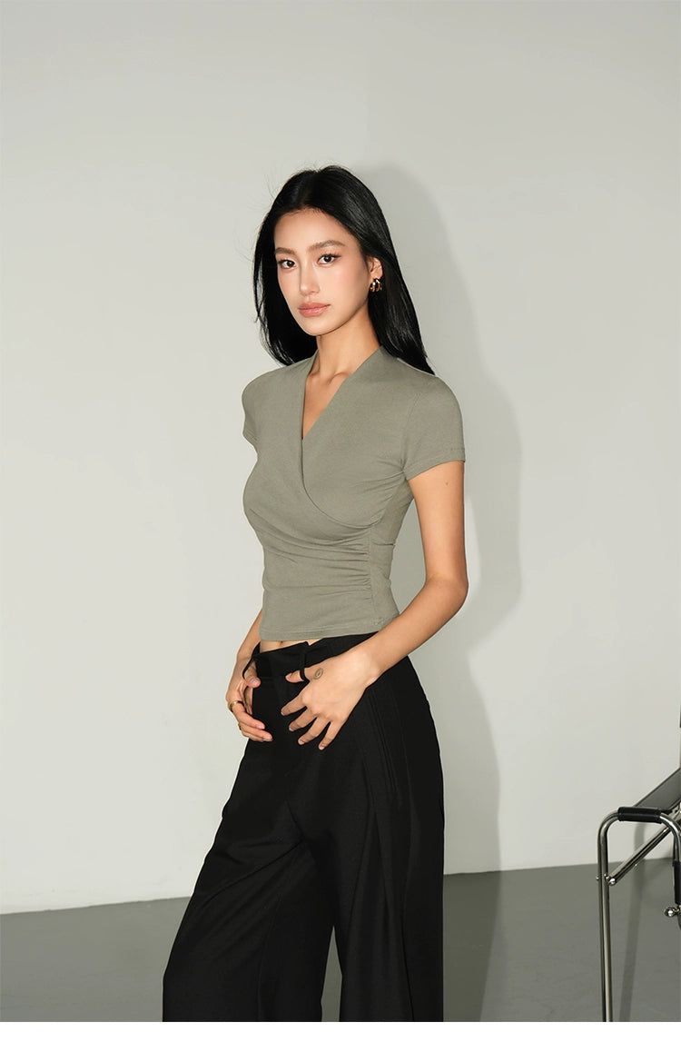 Neva V-Neck Essential Slim T-Shirt-korean-fashion-T-Shirt-Neva's Closet-OH Garments