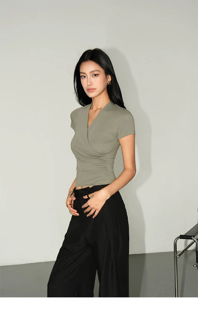 Neva V-Neck Essential Slim T-Shirt-korean-fashion-T-Shirt-Neva's Closet-OH Garments