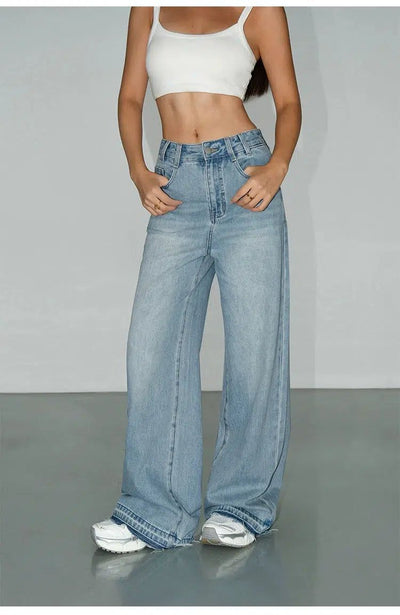 Neva Washed Raw Edge High Waisted Jeans-korean-fashion-Jeans-Neva's Closet-OH Garments
