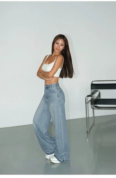 Neva Washed Raw Edge High Waisted Jeans-korean-fashion-Jeans-Neva's Closet-OH Garments