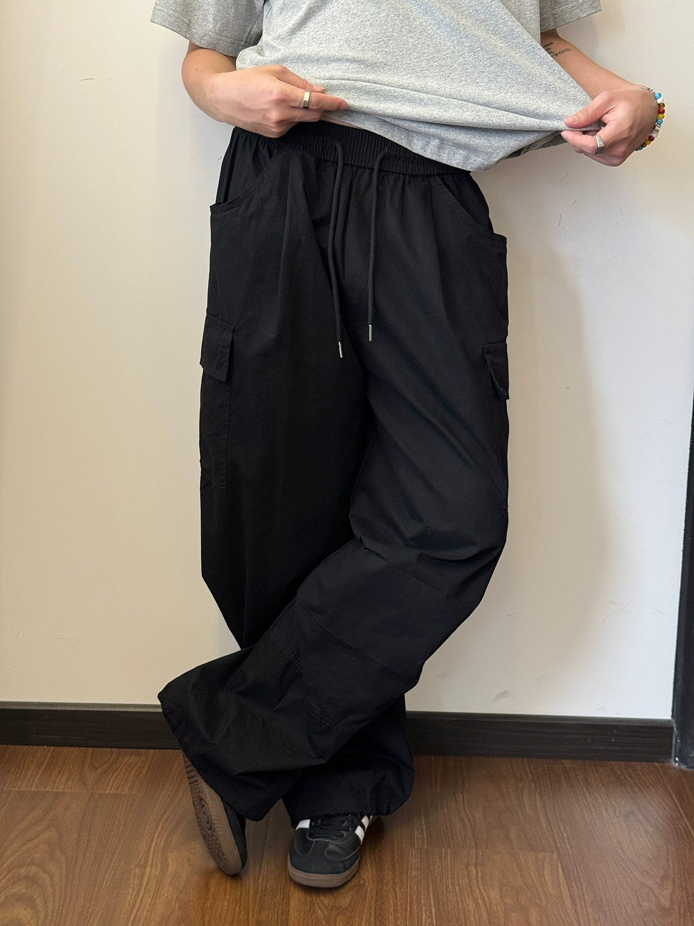 Nine Adjustable Cargo Track Pants-korean-fashion-Pants-Nine's Closet-OH Garments