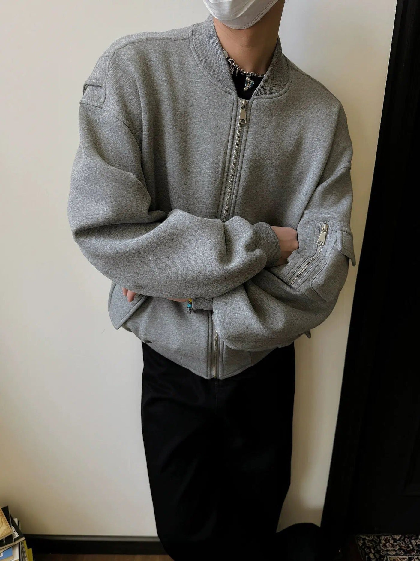 Nine Arm Pocket Varsity Jacket-korean-fashion-Jacket-Nine's Closet-OH Garments