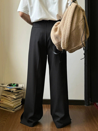 Nine Basic Pleats Metal Lock Trousers-korean-fashion-Trousers-Nine's Closet-OH Garments