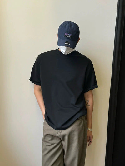Nine Basic Wide Shoulder T-Shirt-korean-fashion-T-Shirt-Nine's Closet-OH Garments