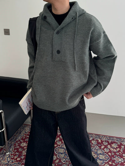 Nine Big Buttons Knitted Hoodie-korean-fashion-Hoodie-Nine's Closet-OH Garments