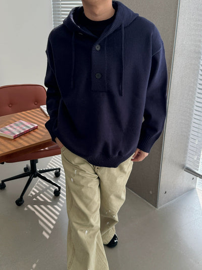 Nine Big Buttons Knitted Hoodie-korean-fashion-Hoodie-Nine's Closet-OH Garments