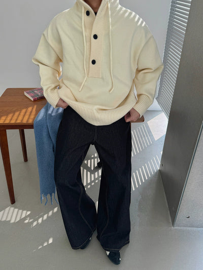 Nine Big Buttons Knitted Hoodie-korean-fashion-Hoodie-Nine's Closet-OH Garments