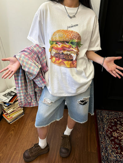 Nine Burger Graphic Print T-Shirt-korean-fashion-T-Shirt-Nine's Closet-OH Garments