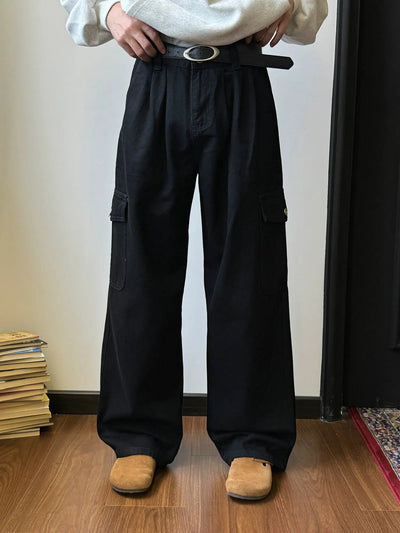 Nine Buttoned Pockets Cargo Jeans-korean-fashion-Jeans-Nine's Closet-OH Garments