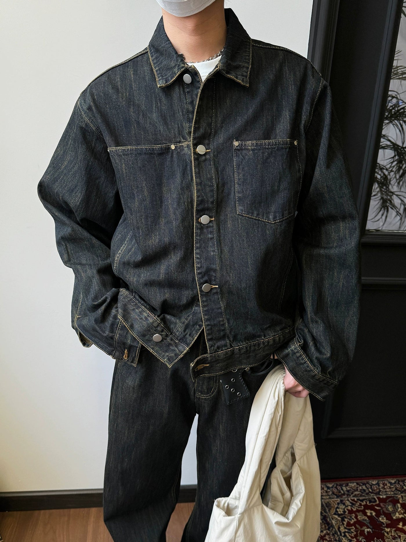 Nine Buttoned Washed Denim Jacket-korean-fashion-Jacket-Nine's Closet-OH Garments