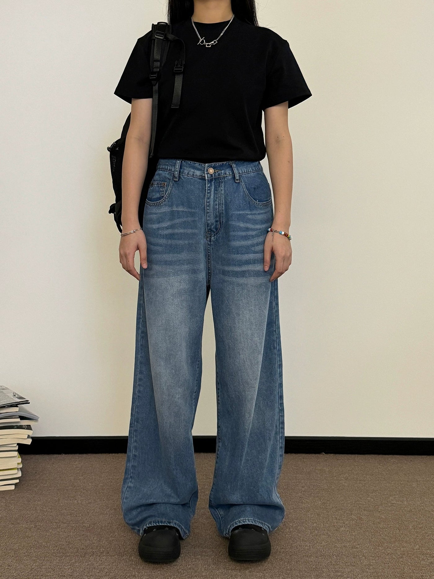 Nine Buttoned Wide Cut Jeans-korean-fashion-Jeans-Nine's Closet-OH Garments
