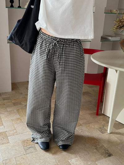 Nine B&W Checked Pants-korean-fashion-Pants-Nine's Closet-OH Garments