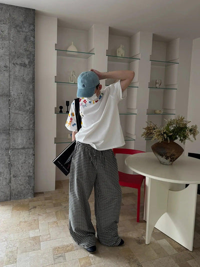 Nine B&W Checked Pants-korean-fashion-Pants-Nine's Closet-OH Garments
