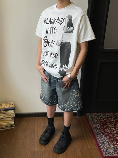 Nine B&W Graphic T-Shirt-korean-fashion-T-Shirt-Nine's Closet-OH Garments
