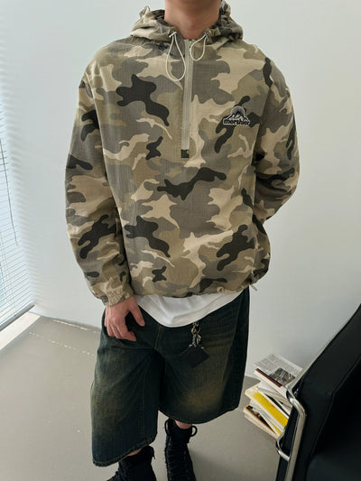 Nine Camo Hooded Half-Zip-korean-fashion-Half-Zip-Nine's Closet-OH Garments